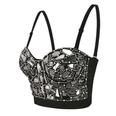 Grey Beaded Punk Bralette