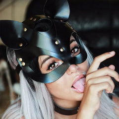 Leather Cat Fox Mask