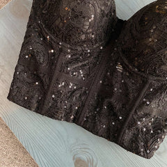 Sequined Lace Corset Top