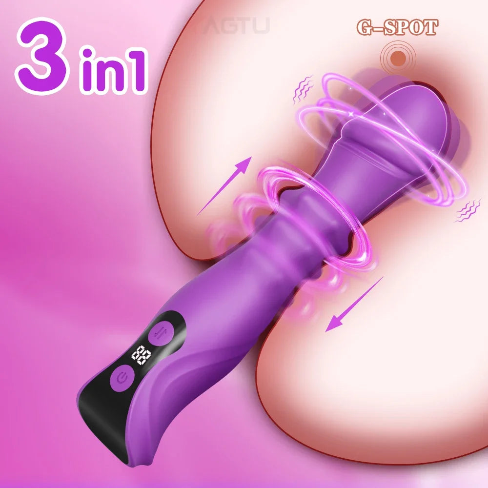 3 in 1 Telescopic Swing Vibrator Women Clitoris G Spot Stimulator Thrusting Beads Dildo Female Masturbation Adult Sex Toys