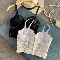 Sequined Lace Corset Top