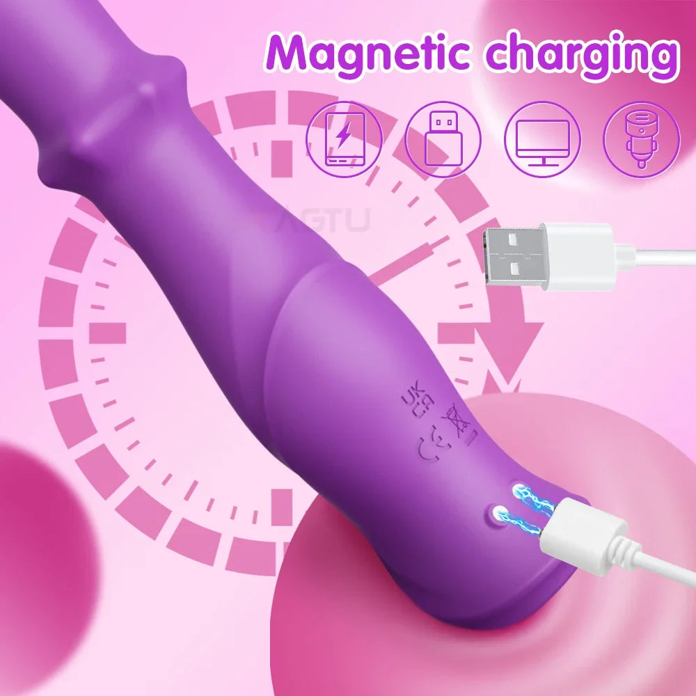 3 in 1 Telescopic Swing Vibrator Women Clitoris G Spot Stimulator Thrusting Beads Dildo Female Masturbation Adult Sex Toys