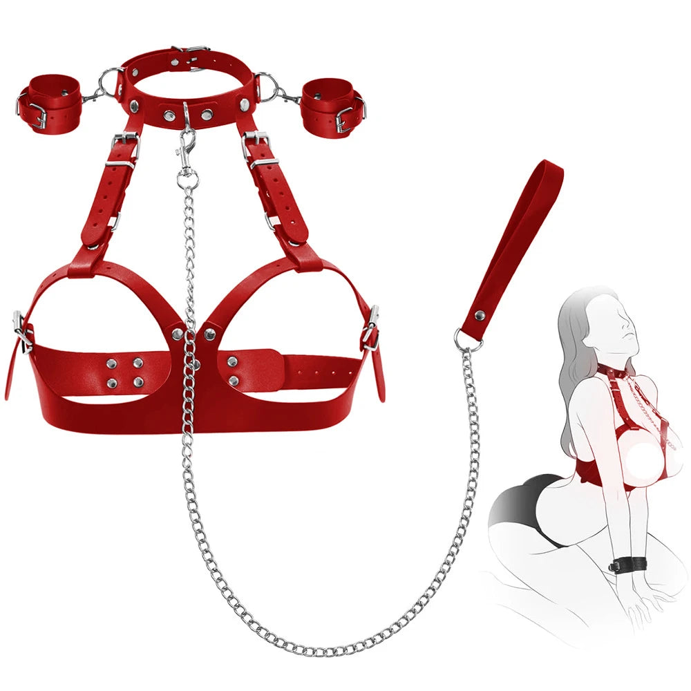 BDSM Pussy Handcuffs Sex Toys Games for Couples Slave Harness Cuffs Bondage Straps Erotic Obedience Turn Female Sex Kits 18+