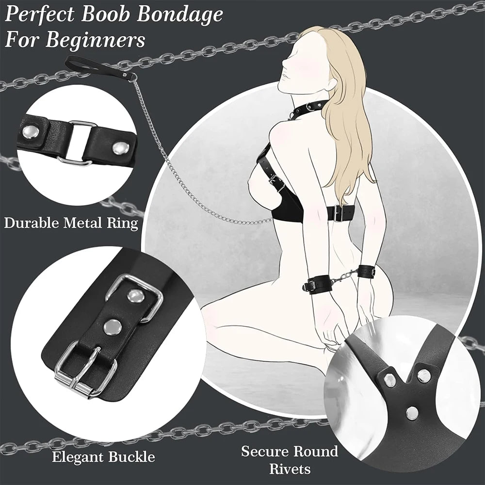 BDSM Pussy Handcuffs Sex Toys Games for Couples Slave Harness Cuffs Bondage Straps Erotic Obedience Turn Female Sex Kits 18+