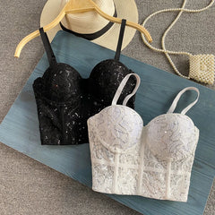 Sequined Lace Corset Top