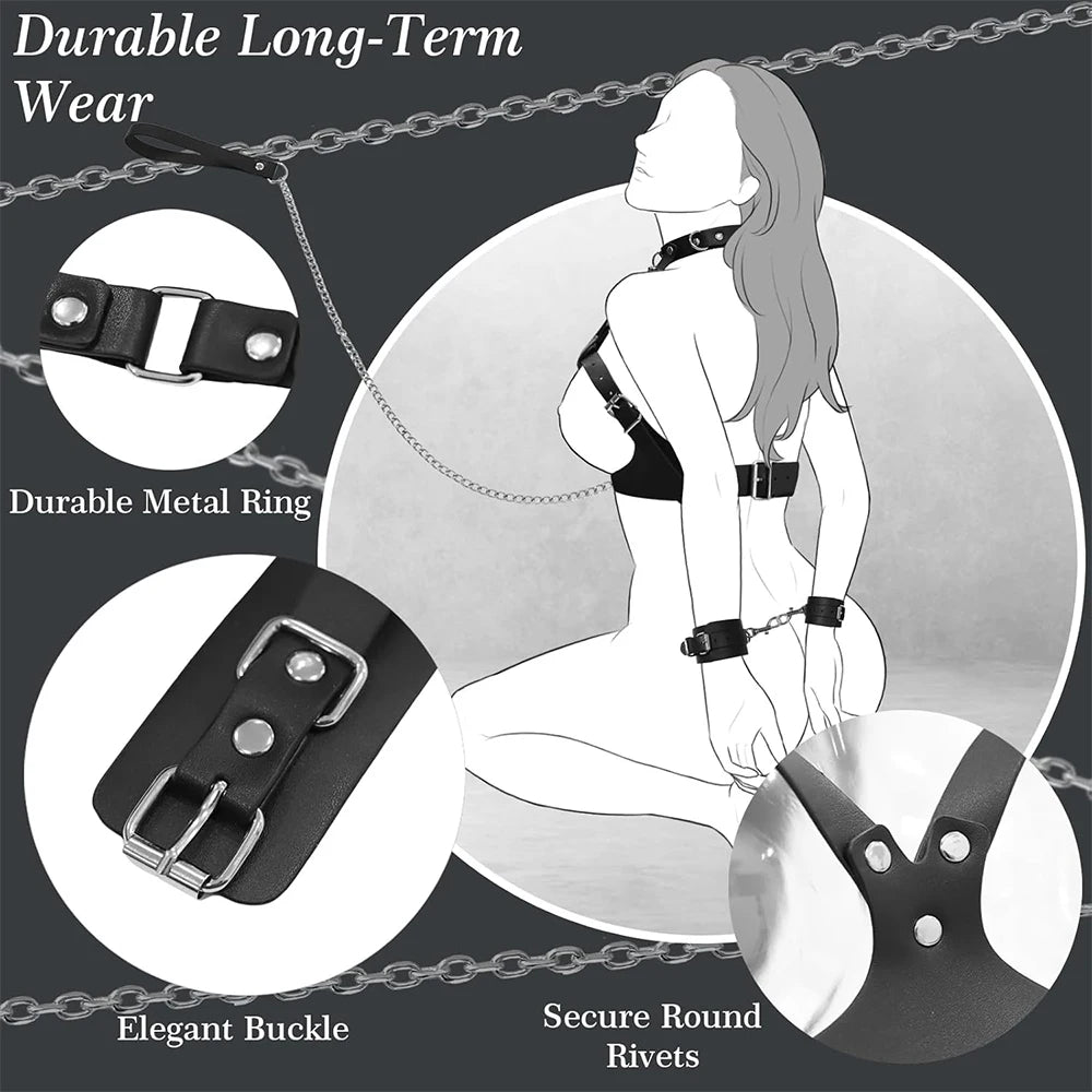BDSM Pussy Handcuffs Sex Toys Games for Couples Slave Harness Cuffs Bondage Straps Erotic Obedience Turn Female Sex Kits 18+
